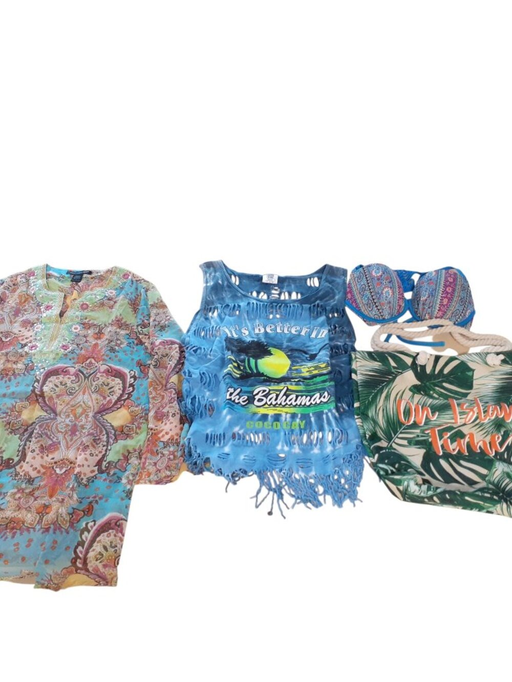 Bundle of 4 Women's Cover Up Tank Bikini Top Waterproof Beach Bag